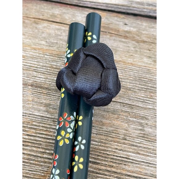 Vintage 1970s Asian Silk Place Mats With Chopsticks and Holder NOS - Picture 5 of 16